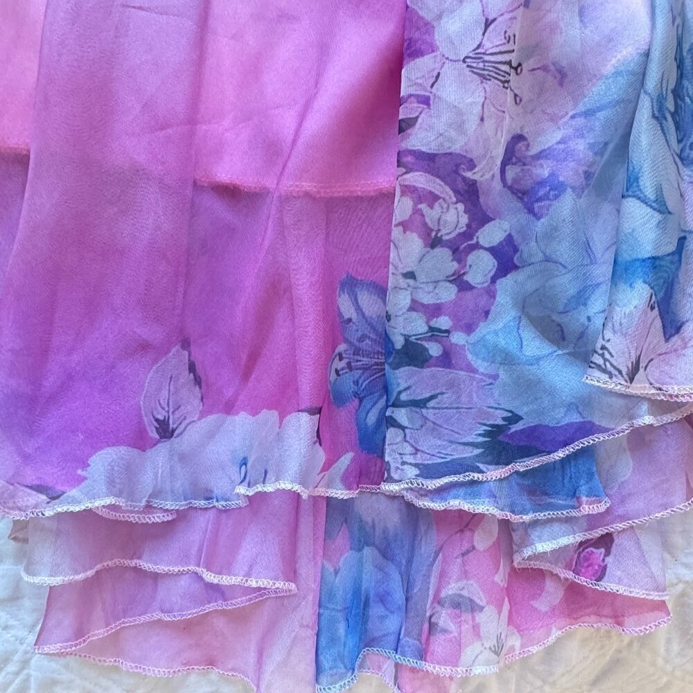 Afibi Full Maxi Skirt Chiffon Fully Lined Pink and Blue Fairy Faerie Size 3XL - Picture 9 of 14